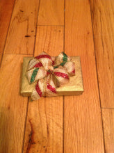 Load image into Gallery viewer, Red  green and gold ribbon on  gold