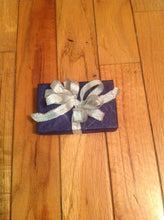 Load image into Gallery viewer, Navy blue with sliver specks and silver bow