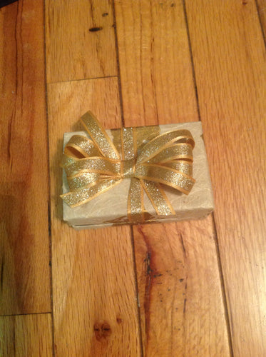Gold and creme square with gold ribbon