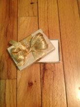 Load image into Gallery viewer, Gold and creme square with gold ribbon