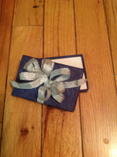 Load image into Gallery viewer, Navy blue with sliver specks and silver bow