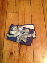 Load image into Gallery viewer, Navy blue with sliver specks and silver bow