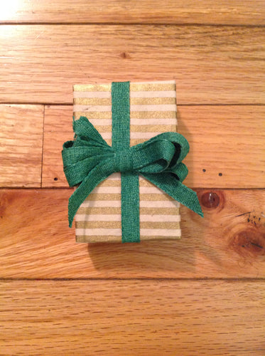 Small Gold Stripes and Green Ribbon